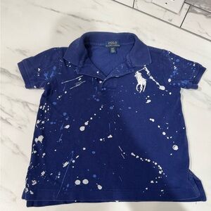 Toddler Boys Polo Ralph Lauren Blue Splatter Polo Shirt Size 3T